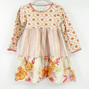 Baby Lulu Toddler Girls Cottagecore Boho Mixed Floral Long Sleeve‎ Dress Size 4T